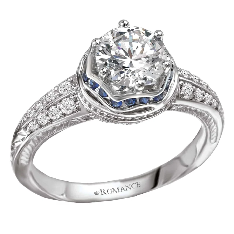 Romance Sapphire Halo Engagement Ring