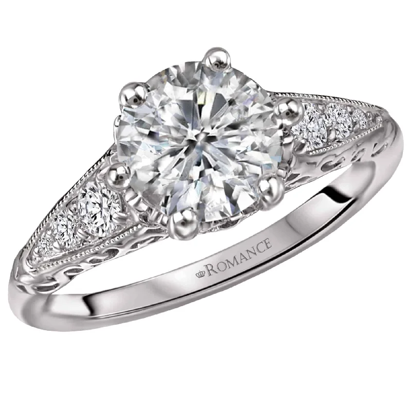 Romance Scroll and Diamond Accent Engagement Ring