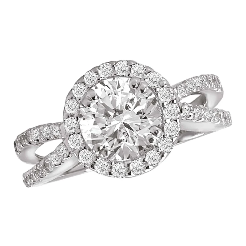 Romance Split Shank Halo Engagement Ring