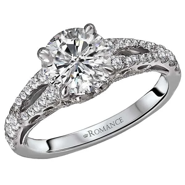 Romance Split Shoulder with Filigree Detail Engagement Ring