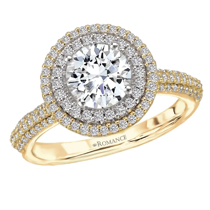 Romance Two-Tone Double Halo Engagement Ring