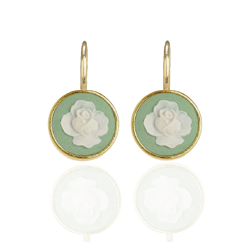 Rose Cameo Drop Earrings