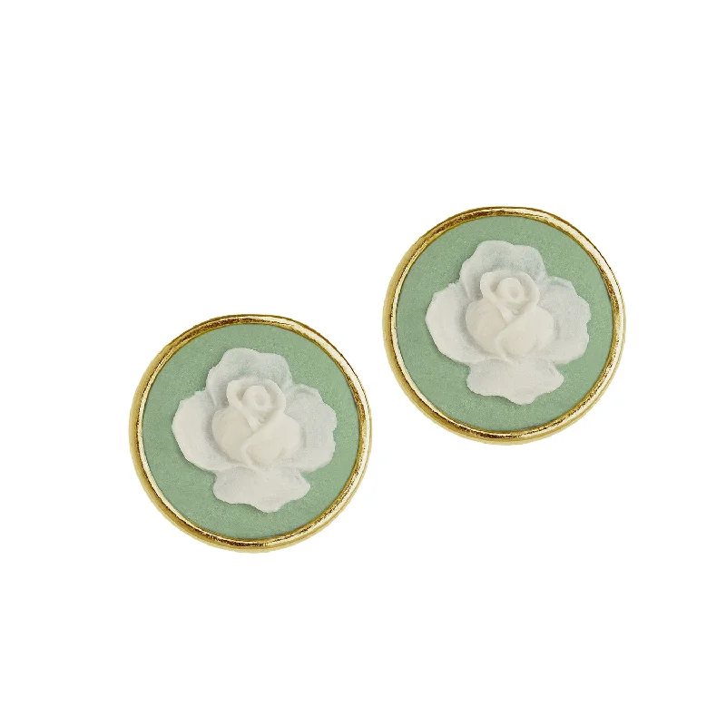 Rose Cameo Stud Earrings