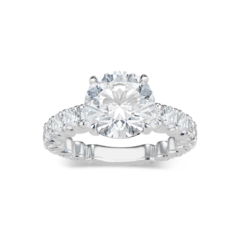 Round Diamond Engagement Ring with Prong-Set Diamond Band