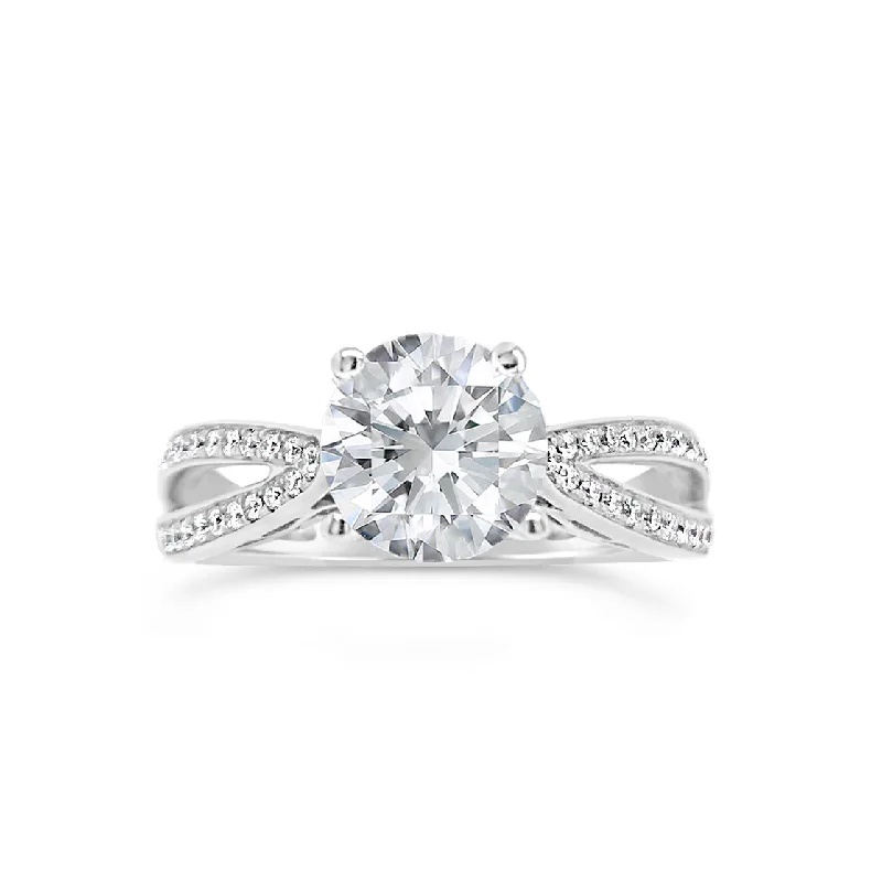 Round Diamond Engagement Ring with Open Shank & Diamond Basket