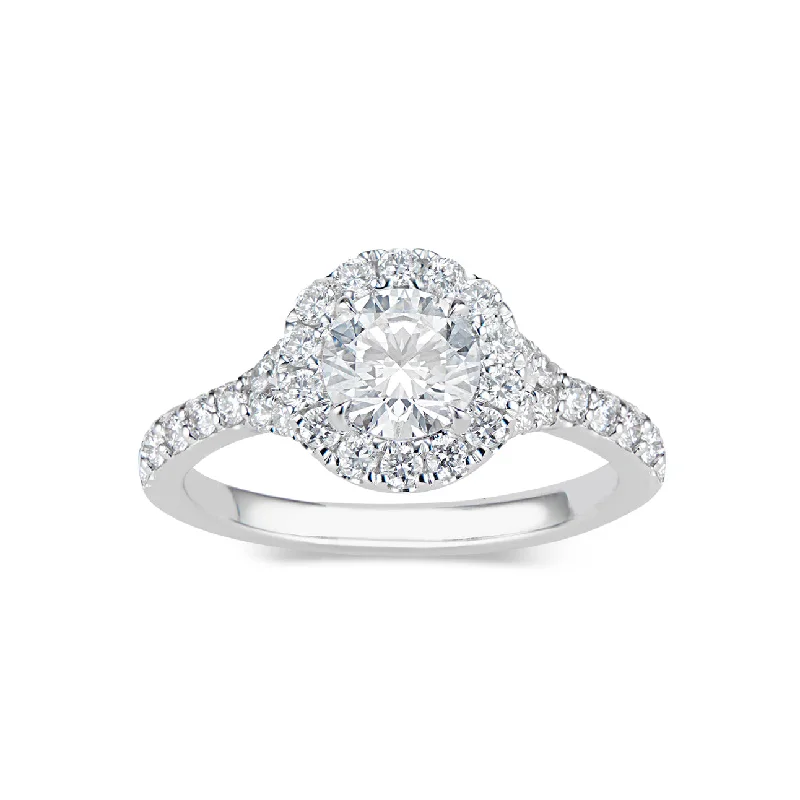 Round Halo Diamond Engagement Ring with Subtle Split Shank