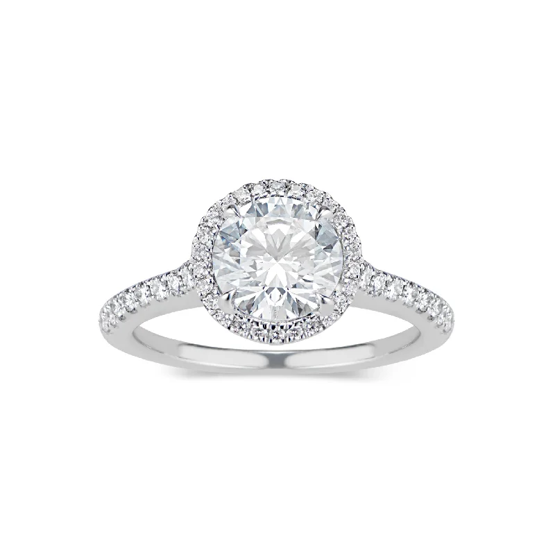 Round Halo Diamond Engagement Ring with Diamond-Set Gallery