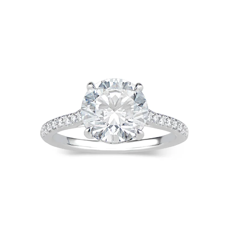 Round Hidden Halo Diamond Engagement Ring