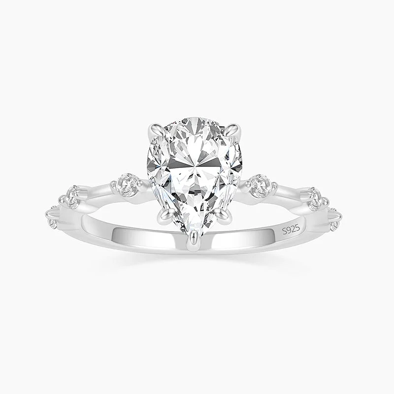 S925 Pear Cut Engagement Ring