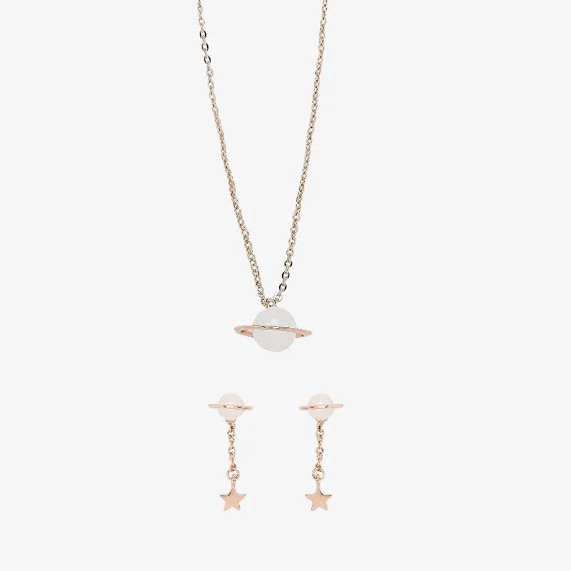 Saturn Necklace & Earring Set