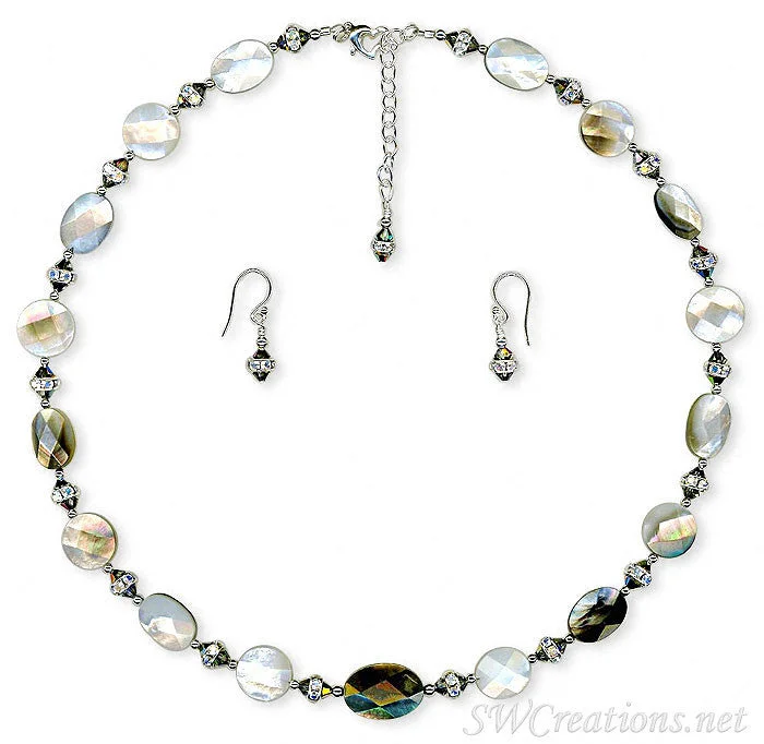 Shell Vitrail Crystal Rondelle Silver Necklace Set