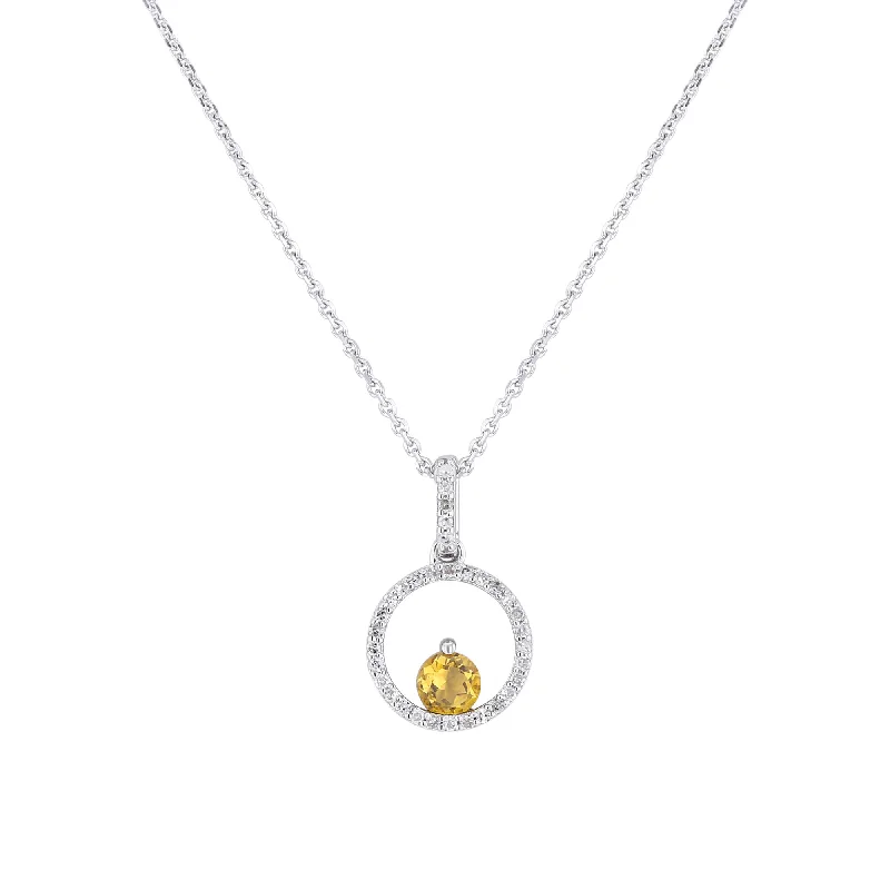 Silver Confetti Citrine & Diamond Necklace