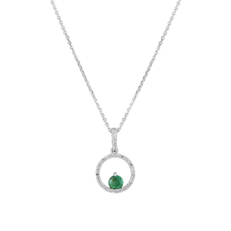 Silver Confetti Emerald & Diamond Necklace