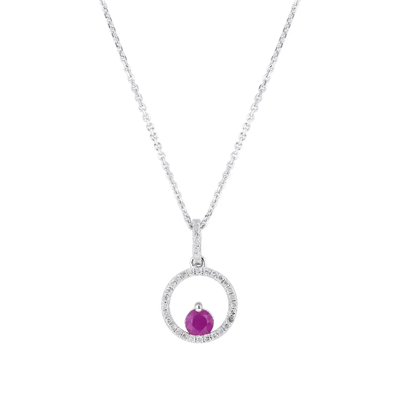 Silver Confetti Ruby & Diamond Necklace