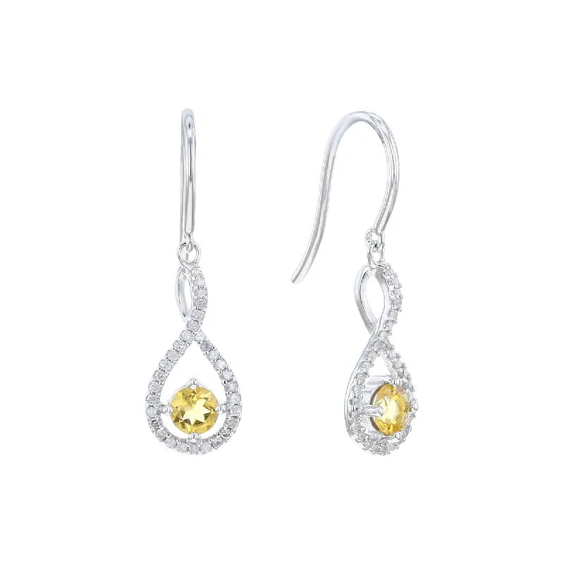 Silver Limitless Citrine & Diamond Drop Earrings