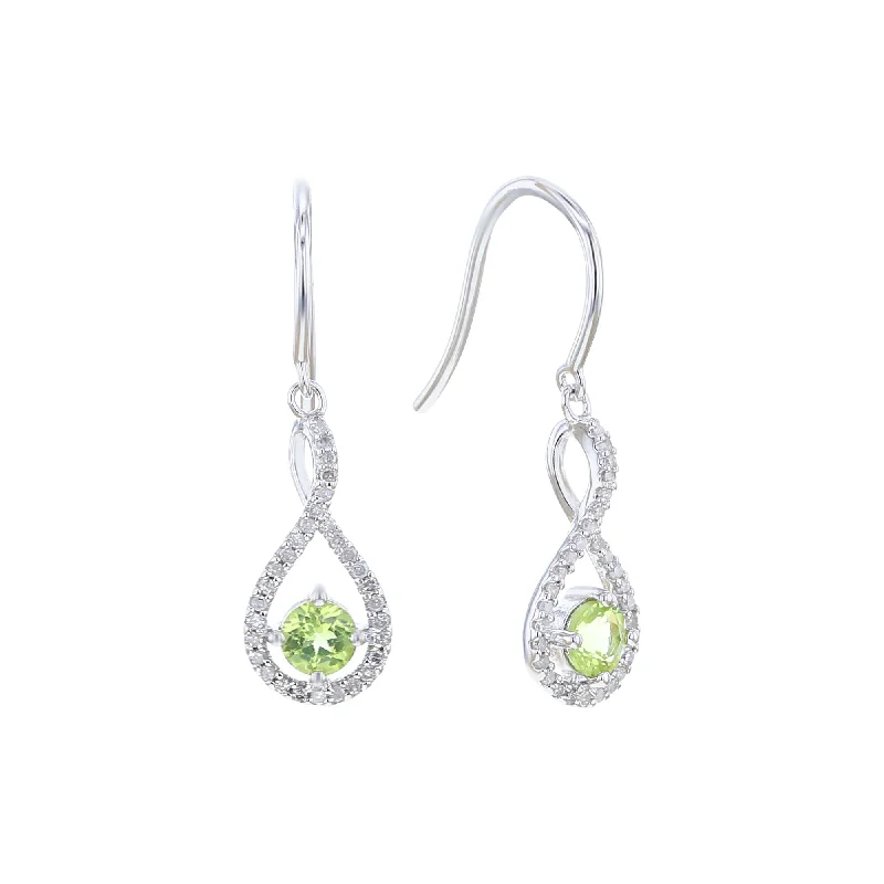 Silver Limitless Peridot & Diamond Drop Earrings