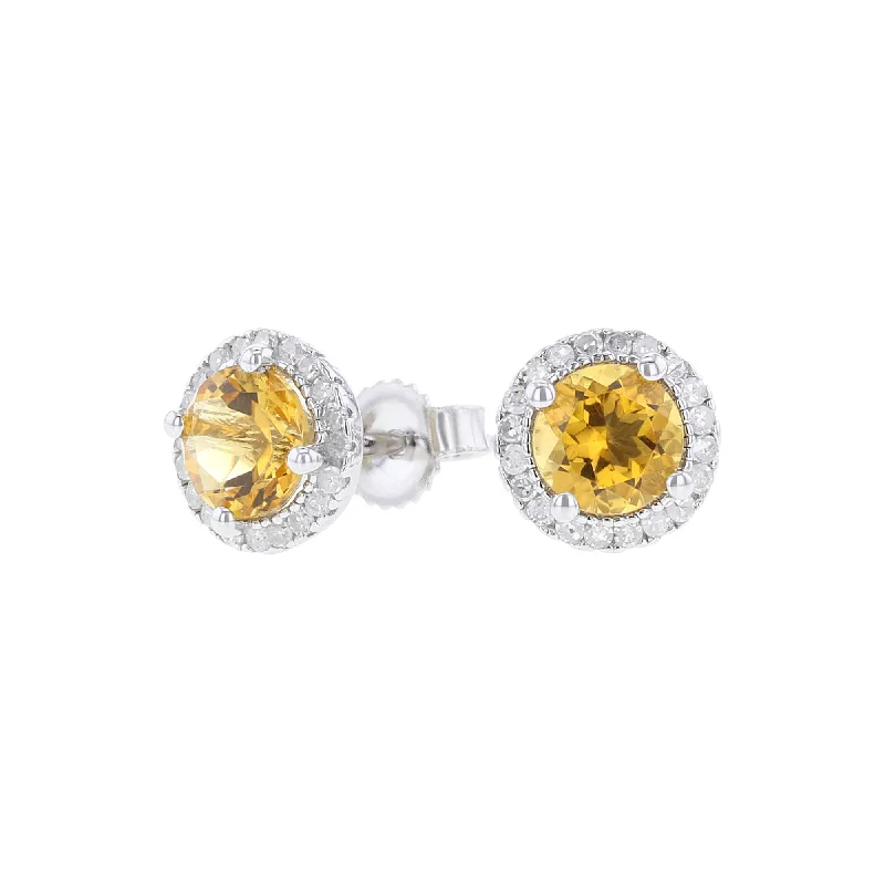 Silver Sprinkle Citrine & Diamond Earrings