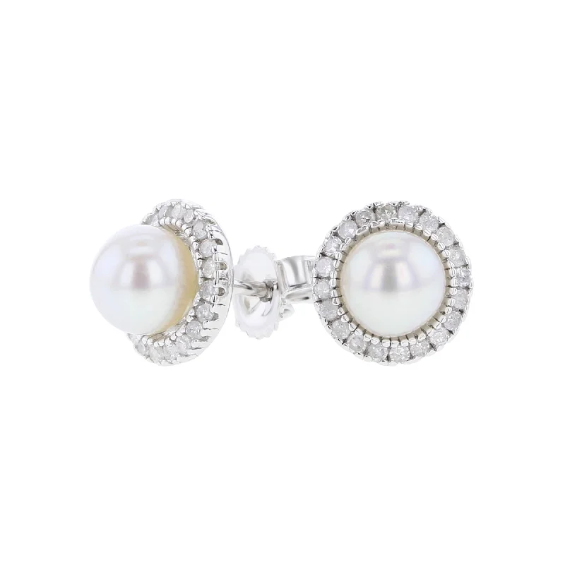 Silver Sprinkle Pearl & Diamond Earrings