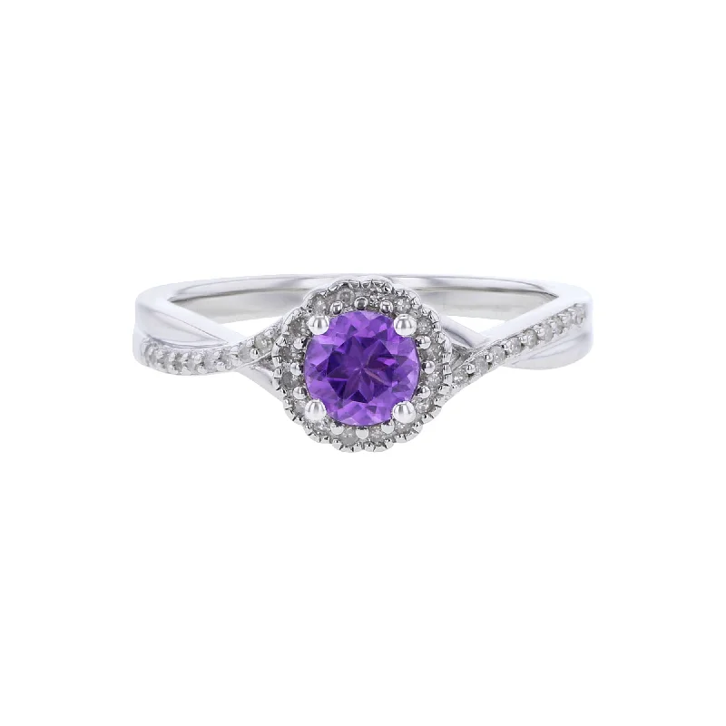 Silver Sweet Treat Amethyst & Diamond Ring