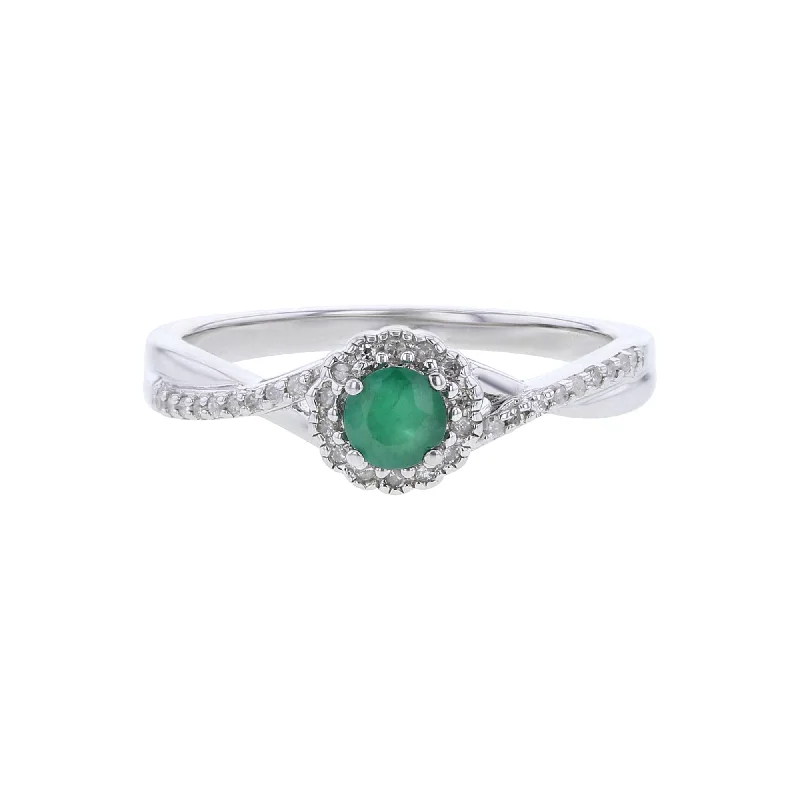 Silver Sweet Treat Emerald & Diamond Ring