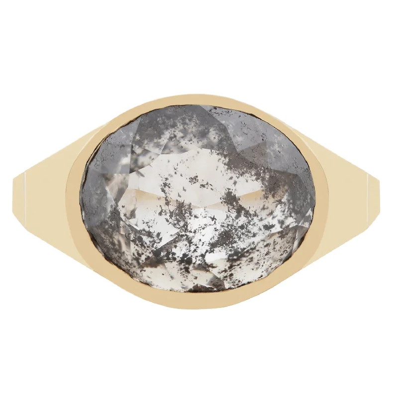 Speckled Diamond Oval Signet Ring