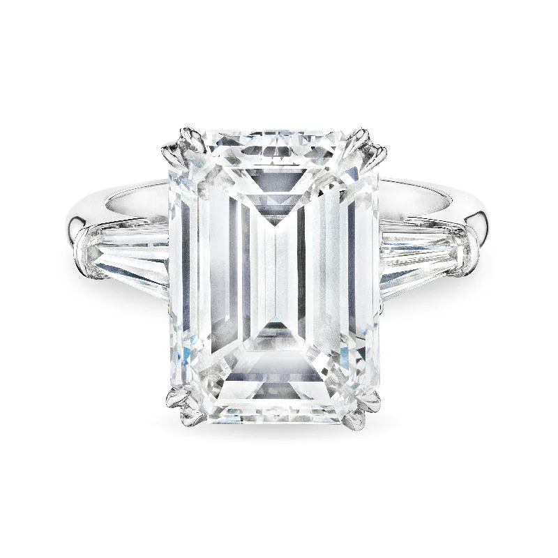 Tapered Baguette Emerald Cut Ring, 7 CT