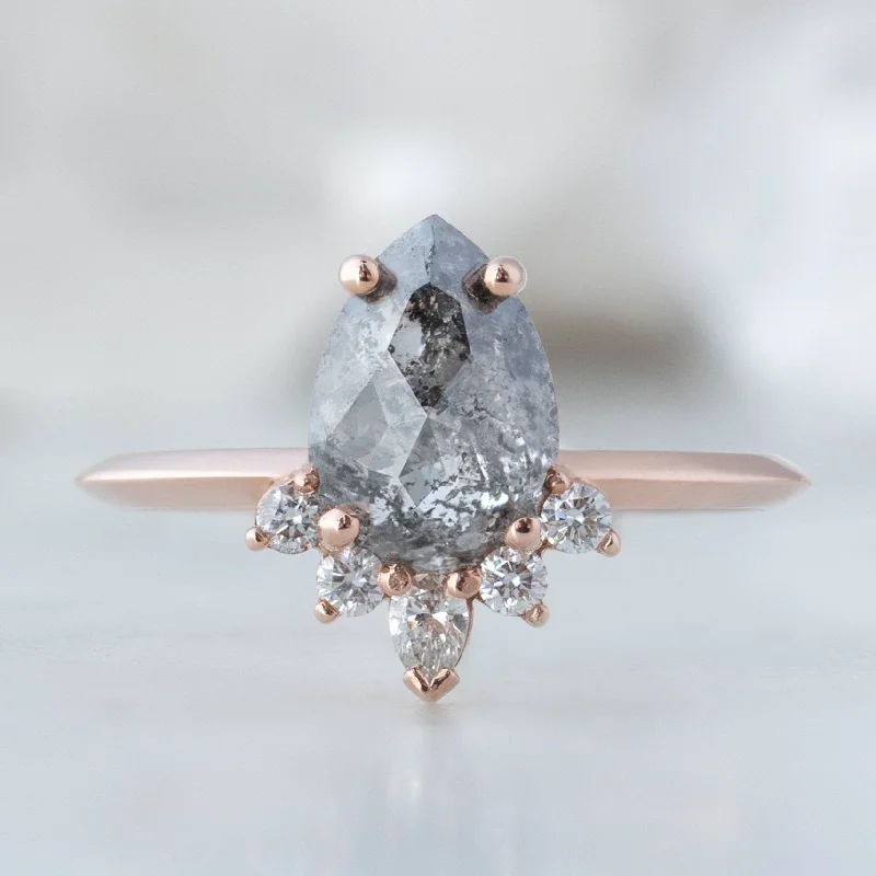 The Aster Ring | 1.31ct Rose Cut Salt and Pepper Diamond in 14K Rose Gold