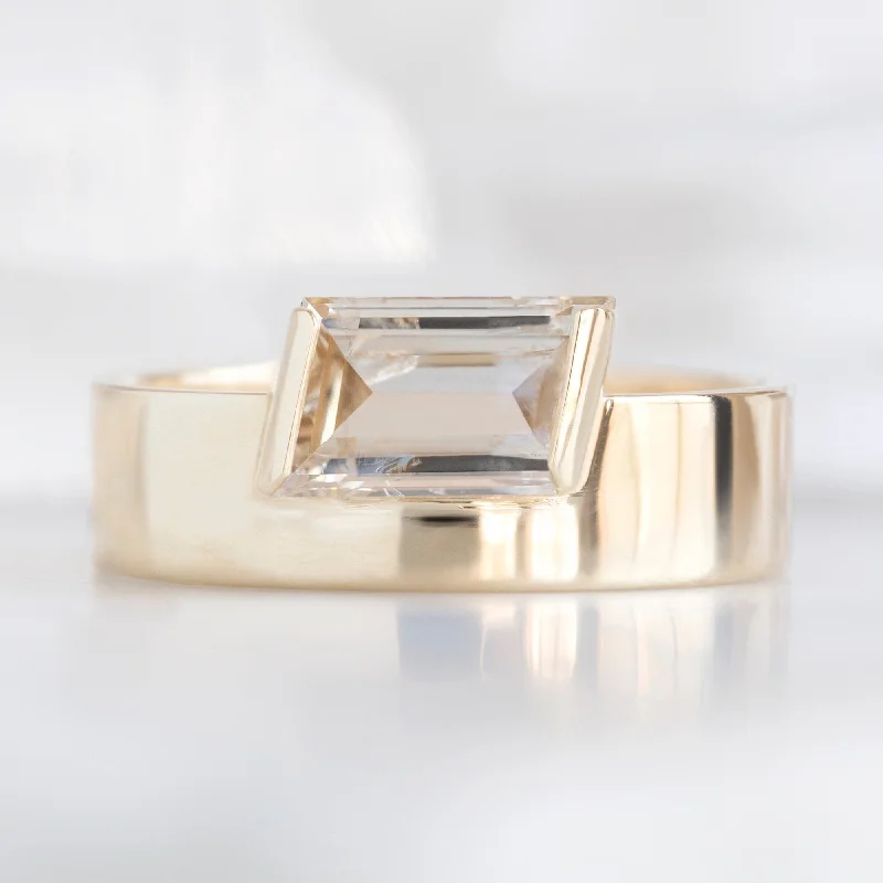 The Cigar Band | 0.89ct Geometric Champagne Diamond in 14K Yellow Gold