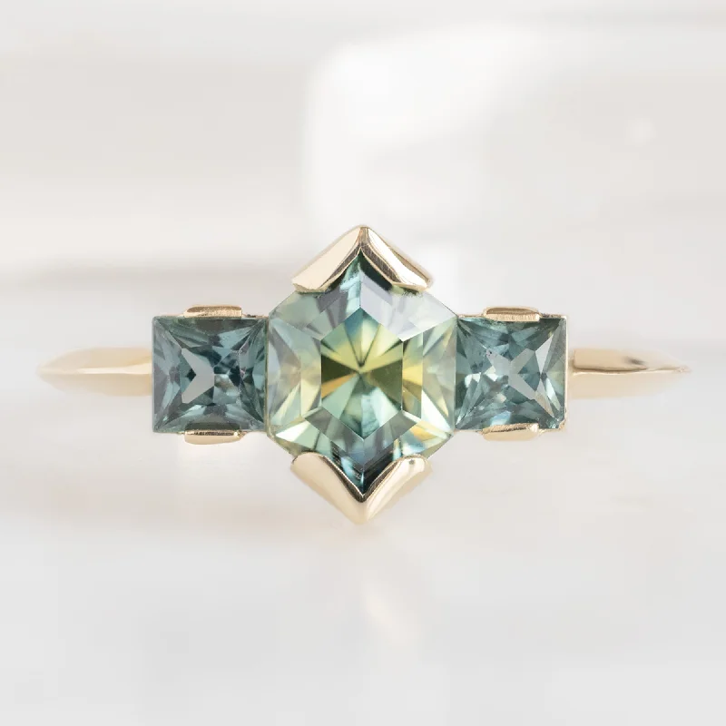 The Watercolor Ring | 1.2ct Hexagonal Parti Sapphire in 14K Yellow Gold