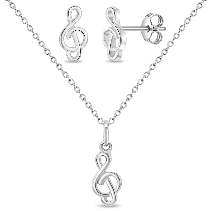 Treble Clef Kids / Children's / Girls Jewelry Set - Sterling Silver