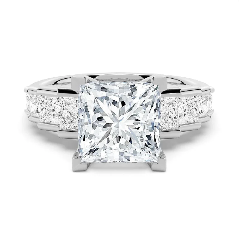 Unique Cinderella Staircase Princess Cut Moissanite Engagement Ring