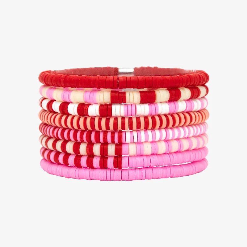 Vacation Vibes Pink Moment Stretch Bracelet Set of 8