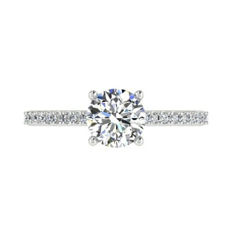 Diamond Engagement Ring Side Stones 18K White Gold