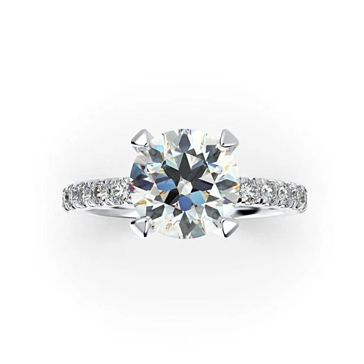 Round Diamond Engagement Ring with Side Stones 18K White Gold (0.28 ct. tw.)