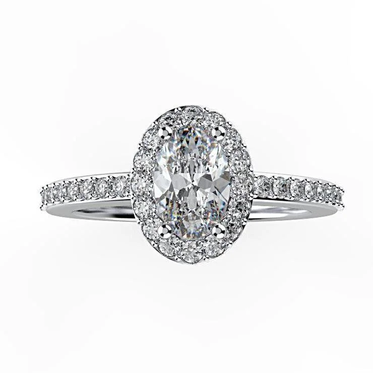 Oval Diamond Halo Engagement Ring 18K White Gold (0.36 ct. tw.)