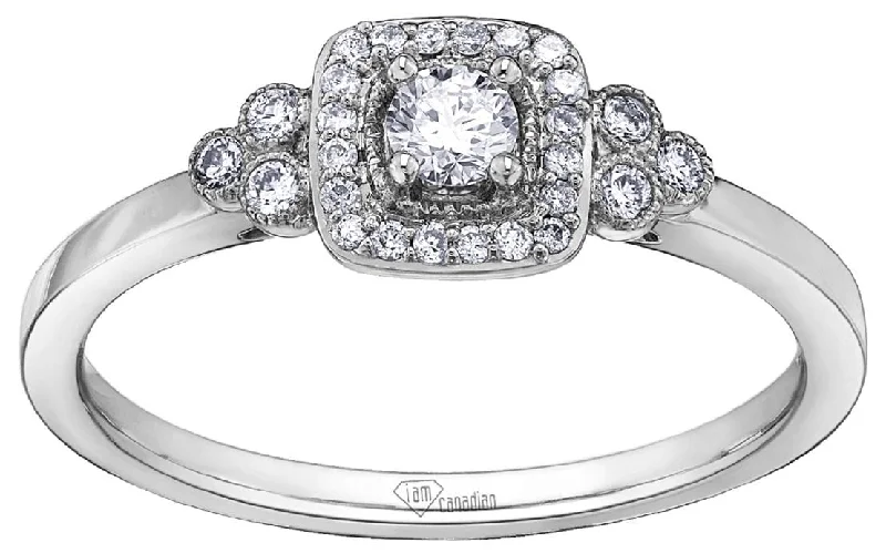 White Gold Canadian Diamond Engagement Ring.