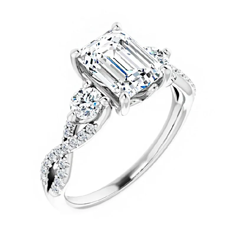 14K White Gold 8x6 mm Moissanite Engagement Ring