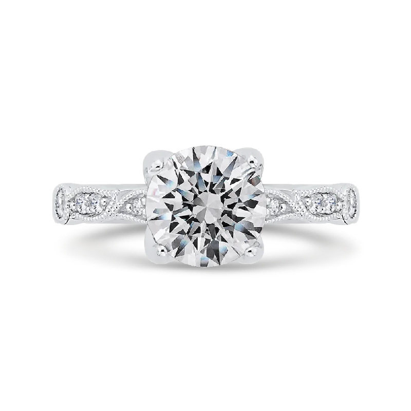 14K White Gold Diamond Engagement Ring (Semi-Mount)