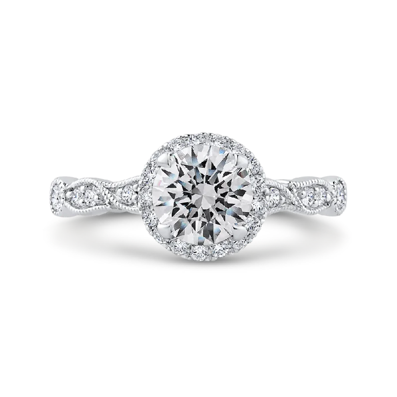 14K White Gold Diamond Engagement Ring (Semi-Mount)