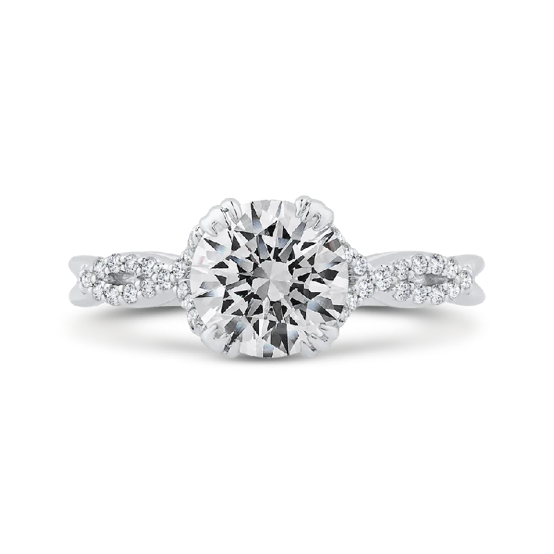 14K White Gold Diamond Engagement Ring (Semi-Mount)