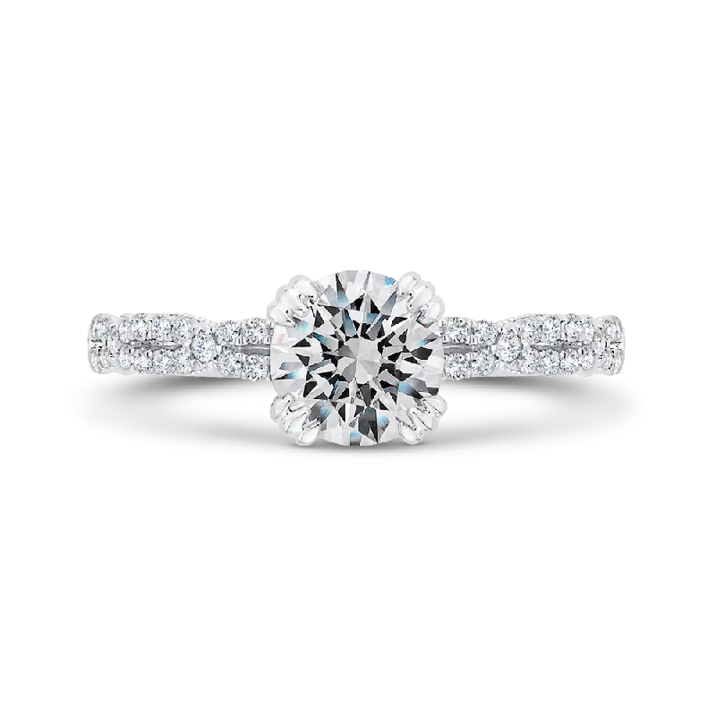 14K White Gold Diamond Engagement Ring (Semi-Mount)