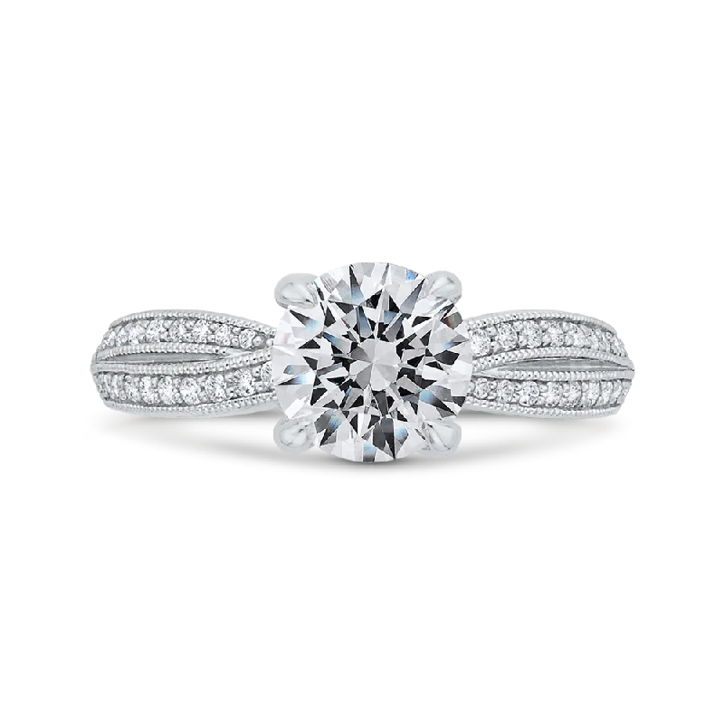 14K White Gold Diamond Engagement Ring (Semi-Mount)