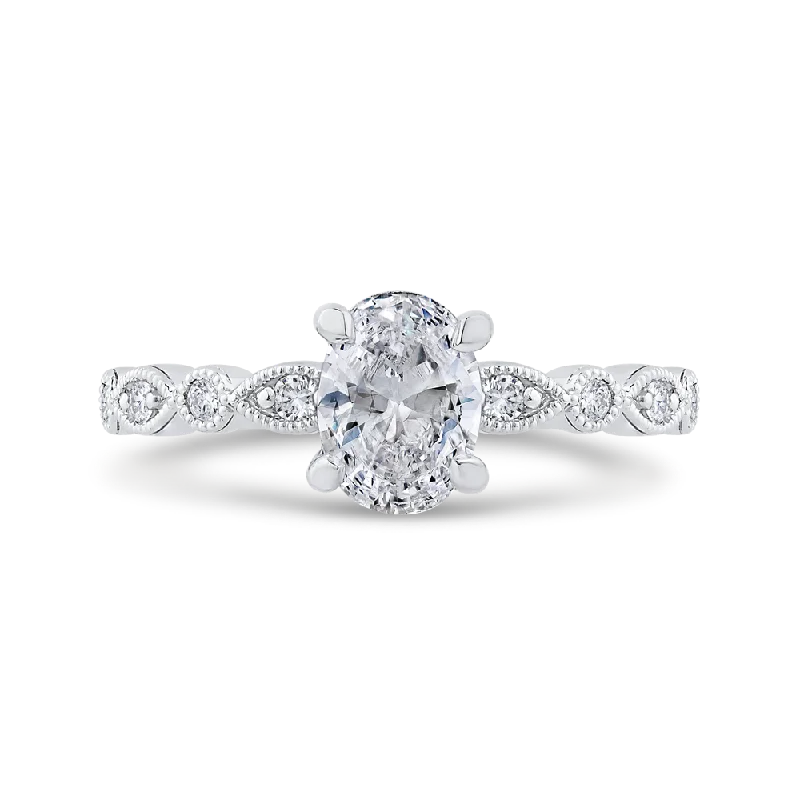 14K White Gold Diamond Engagement Ring (Semi-Mount)