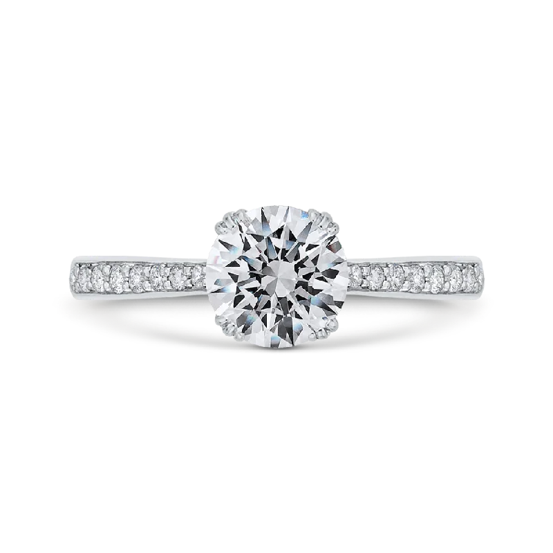 14K White Gold Diamond Engagement Ring with Euro Shank (Semi-Mount)