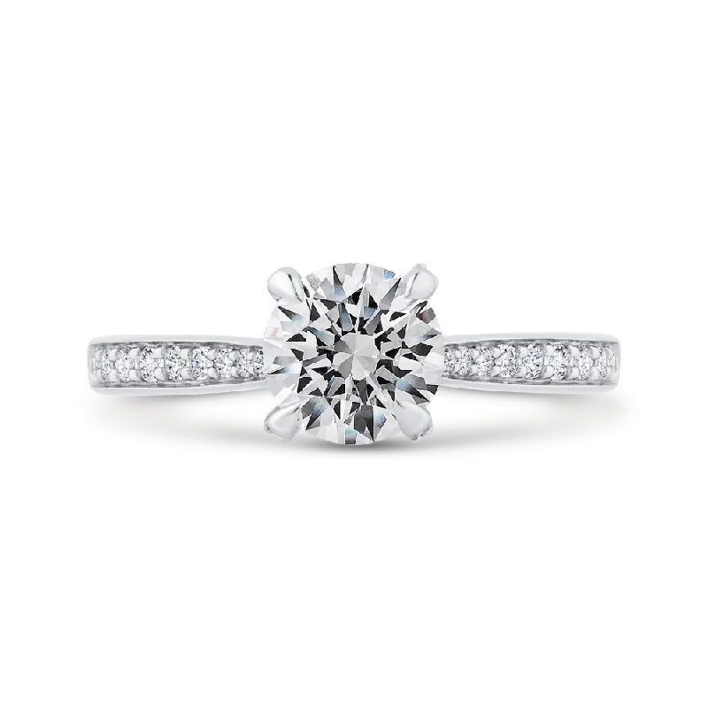 14K White Gold Diamond Engagement Ring with Euro Shank (Semi-Mount)