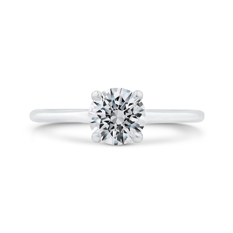 14K White Gold Diamond Engagement Ring with Plain Shank (Semi-Mount)