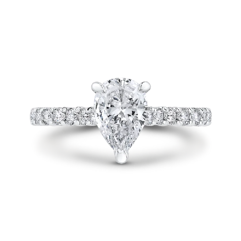 14K White Gold Pear Diamond Engagement Ring (Semi Mount)