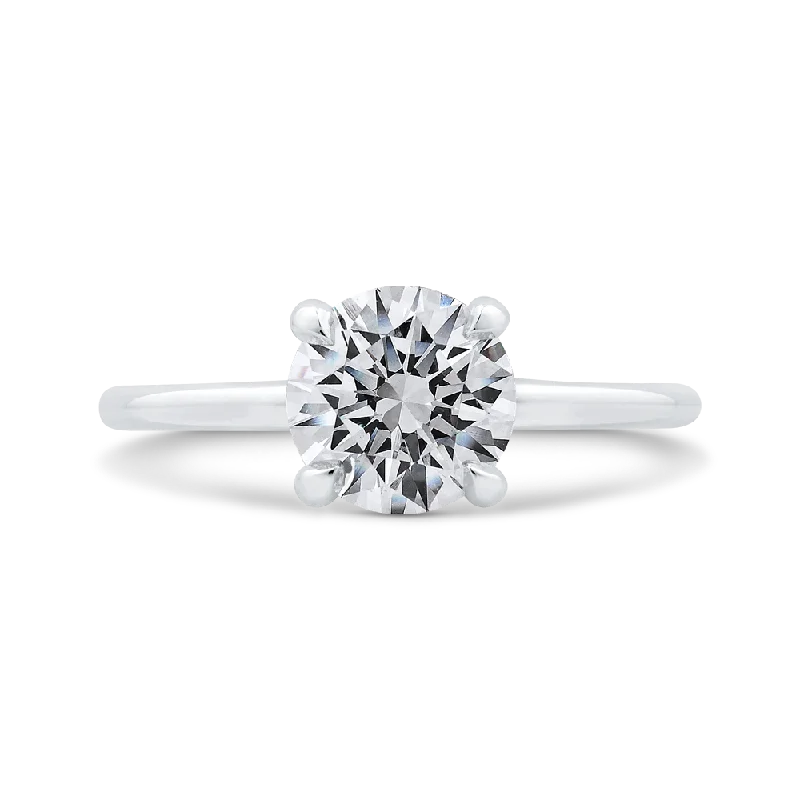 14K White Gold Round Cut Diamond Classic Engagement Ring (Semi-Mount)