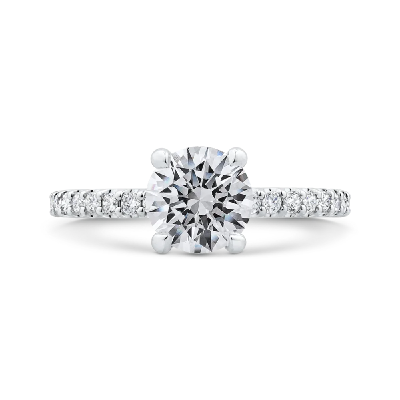 14K White Gold Round Cut Diamond Classic Engagement Ring (Semi-Mount)