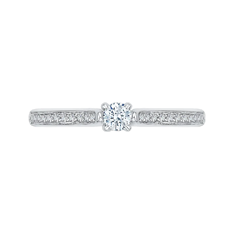 14K White Gold Round Cut Diamond Engagement Ring